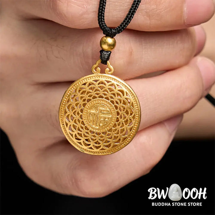 Buddha Stones Copper Eight Treasure Compass Fu Character Fortune Rope Necklace Pendant - BWOOOH - Eight Treasure