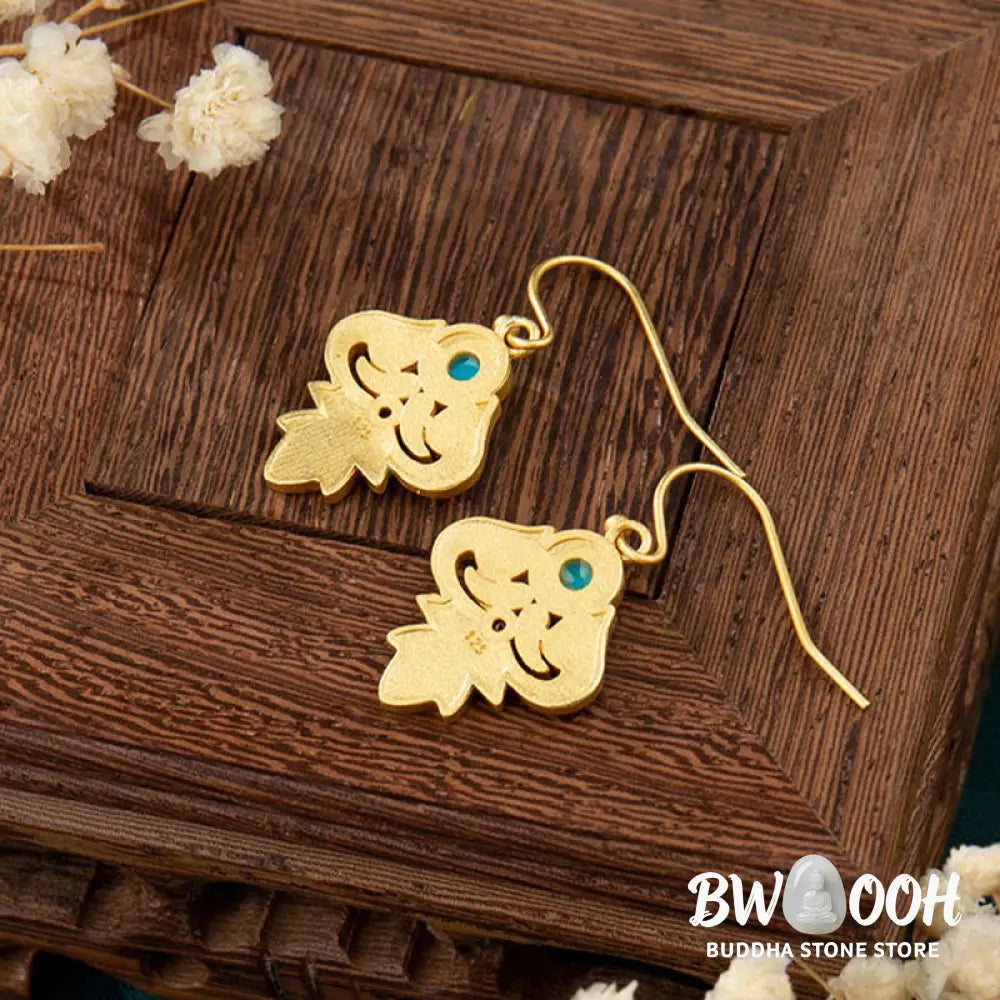 Buddha Stones Copper Enamel Turquoise Positive Drop Earrings - Enamel Turquoise Earrings(Copper Posts) - Earrings