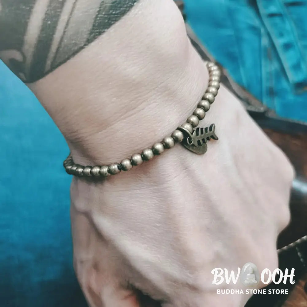 Buddha Stones Copper Fish Bone Healing Bracelet - BWOOOH - Bracelet