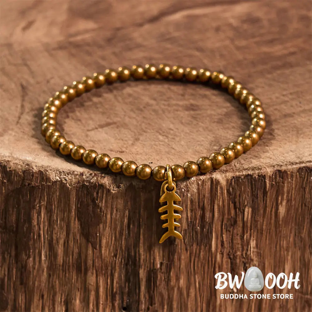 Buddha Stones Copper Fish Bone Healing Bracelet - BWOOOH - Bracelet