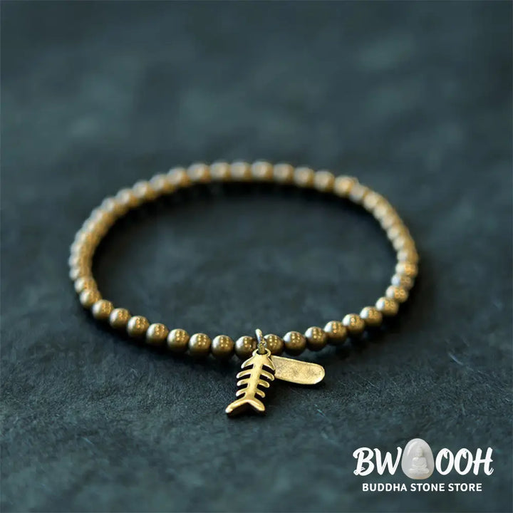 Buddha Stones Copper Fish Bone Healing Bracelet - BWOOOH - Bracelet
