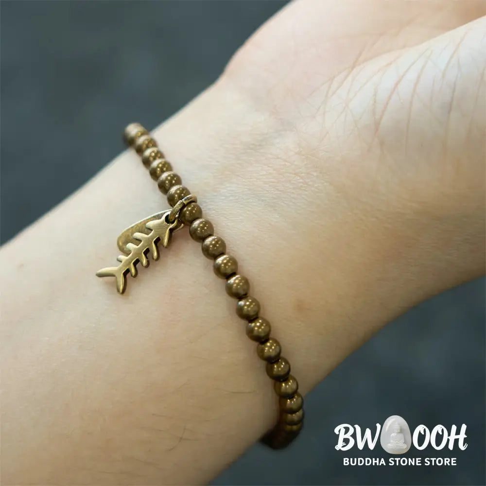 Buddha Stones Copper Fish Bone Healing Bracelet - BWOOOH - Bracelet