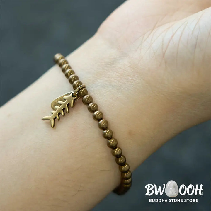 Buddha Stones Copper Fish Bone Healing Bracelet - BWOOOH - Bracelet