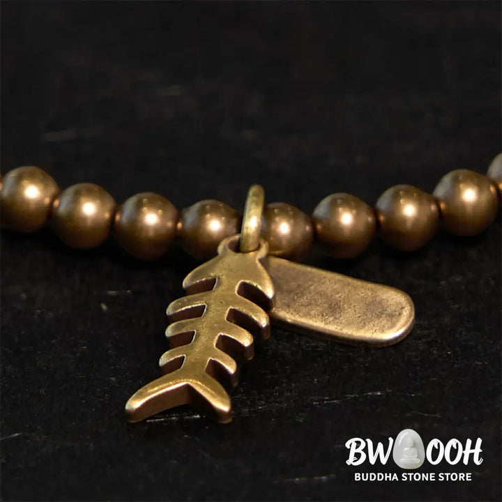 Buddha Stones Copper Fish Bone Healing Bracelet - BWOOOH - Bracelet