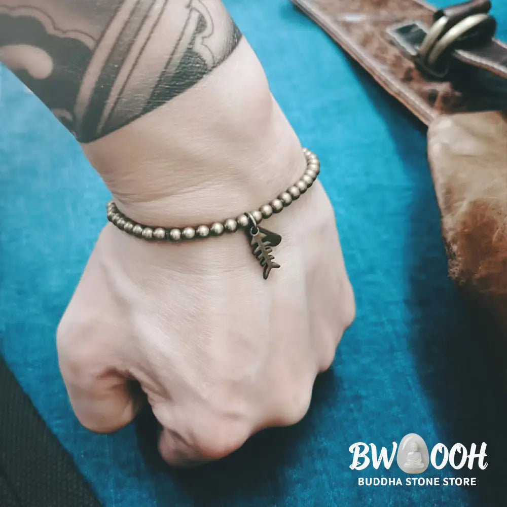 Buddha Stones Copper Fish Bone Healing Bracelet - BWOOOH - Bracelet