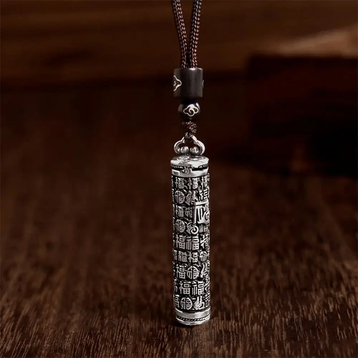 Buddha Stones Copper Fu Character Dragon Pattern Balance Pendant Necklace - BWOOOH - Fu Character - Necklaces &amp; Pendants