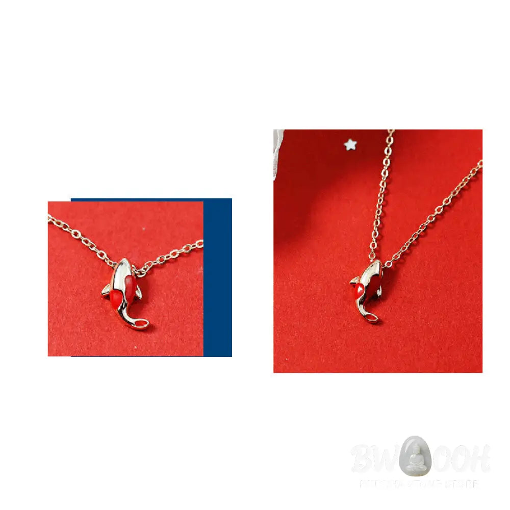 Buddha Stones Copper Koi Fish Wealth Necklace Pendant Red Rope Bracelet Earrings Set - BWOOOH - Bracelet Necklaces &amp;