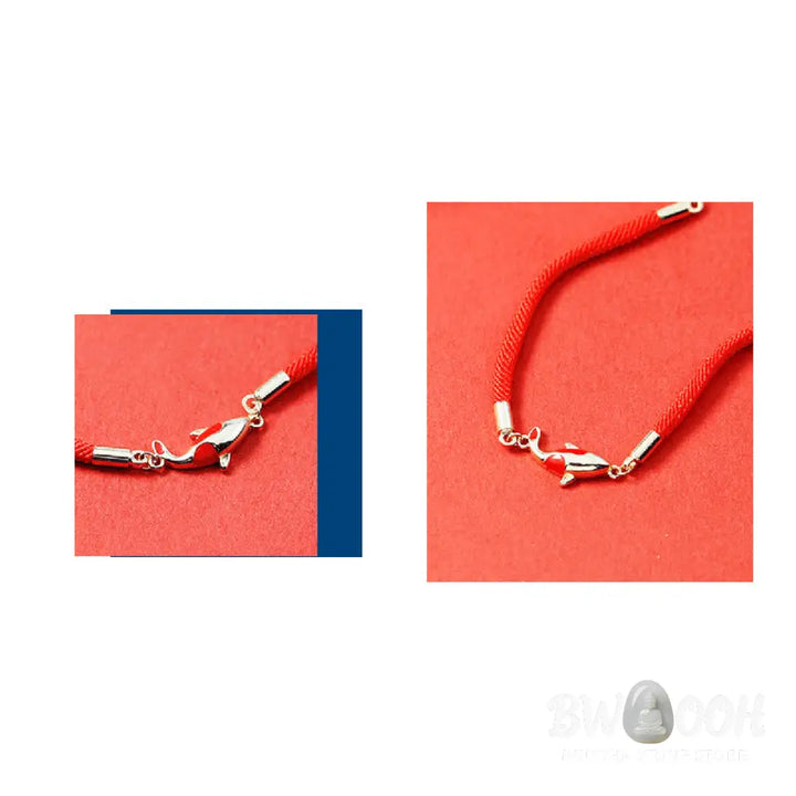 Buddha Stones Copper Koi Fish Wealth Necklace Pendant Red Rope Bracelet Earrings Set - BWOOOH - Bracelet Necklaces &amp;