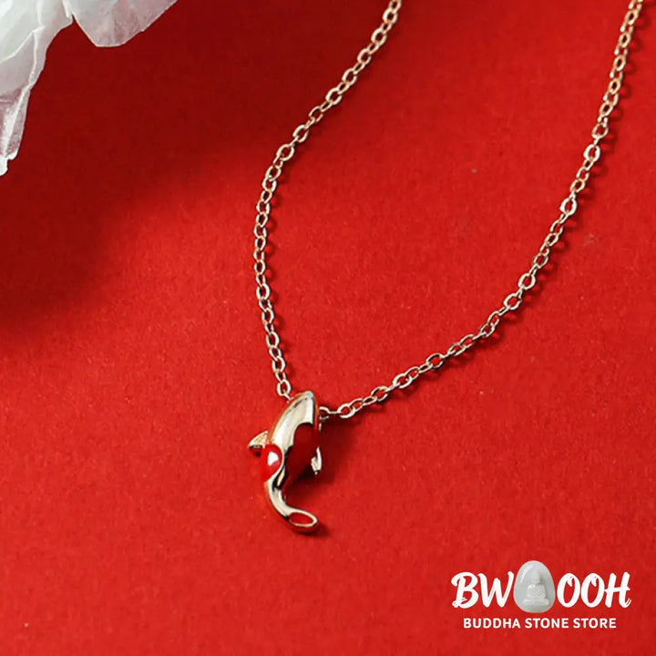 Buddha Stones Copper Koi Fish Wealth Necklace Pendant Red Rope Bracelet Earrings Set - BWOOOH - Bracelet Necklaces &amp;