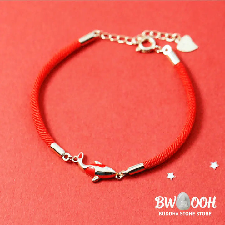 Buddha Stones Copper Koi Fish Wealth Necklace Pendant Red Rope Bracelet Earrings Set - BWOOOH - Bracelet Necklaces &amp;
