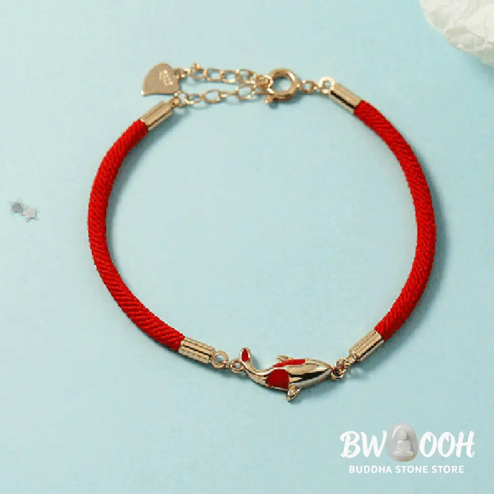 Buddha Stones Copper Koi Fish Wealth Necklace Pendant Red Rope Bracelet Earrings Set - BWOOOH - Bracelet Necklaces &amp;