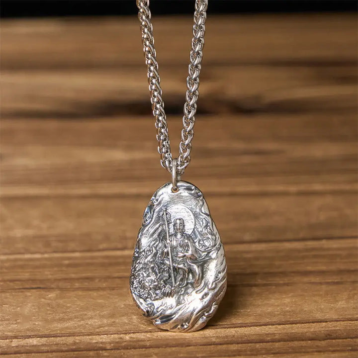 Buddha Stones Copper Kṣitigarbha Dizang Bodhisattva Compassion Pendant Necklace - BWOOOH - Buddha &amp; Keel Chain
