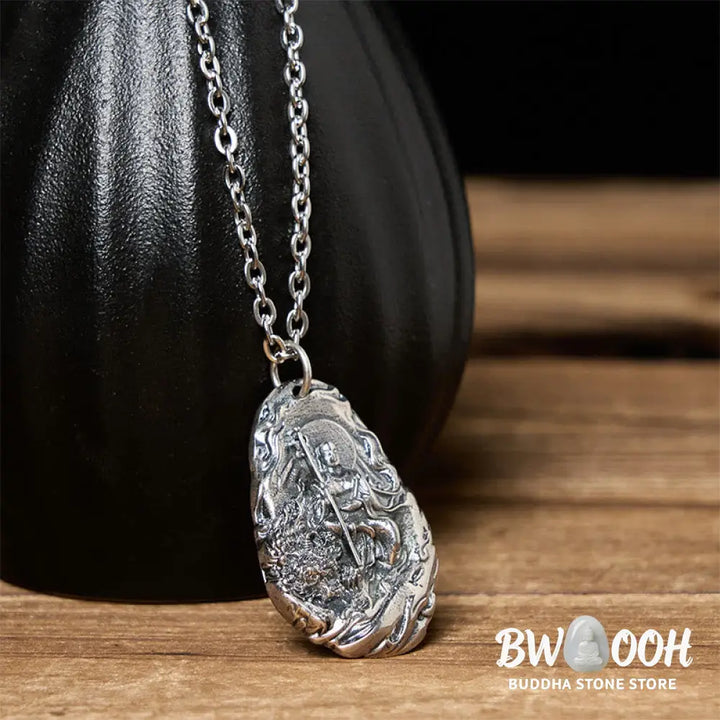 Buddha Stones Copper Kṣitigarbha Dizang Bodhisattva Compassion Pendant Necklace - BWOOOH - Necklaces &amp; Pendants
