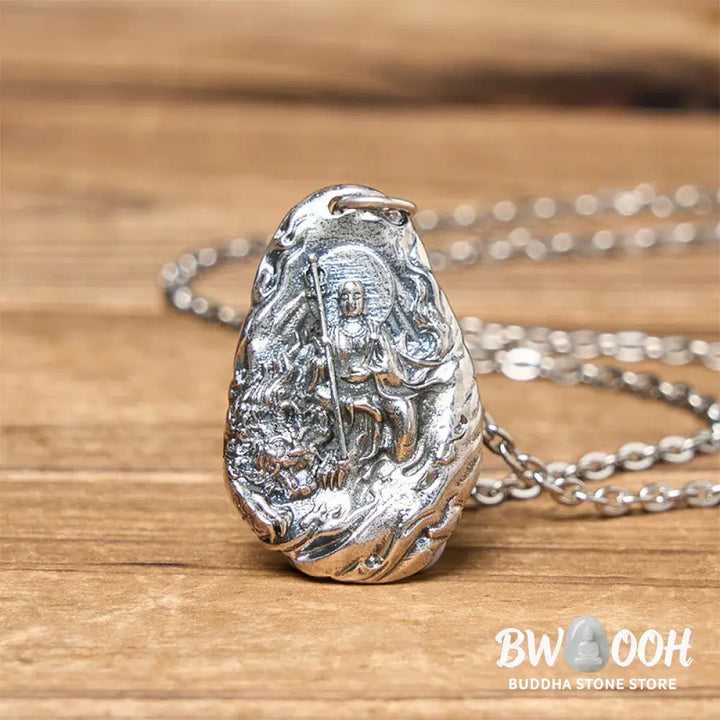 Buddha Stones Copper Kṣitigarbha Dizang Bodhisattva Compassion Pendant Necklace - BWOOOH - Necklaces &amp; Pendants