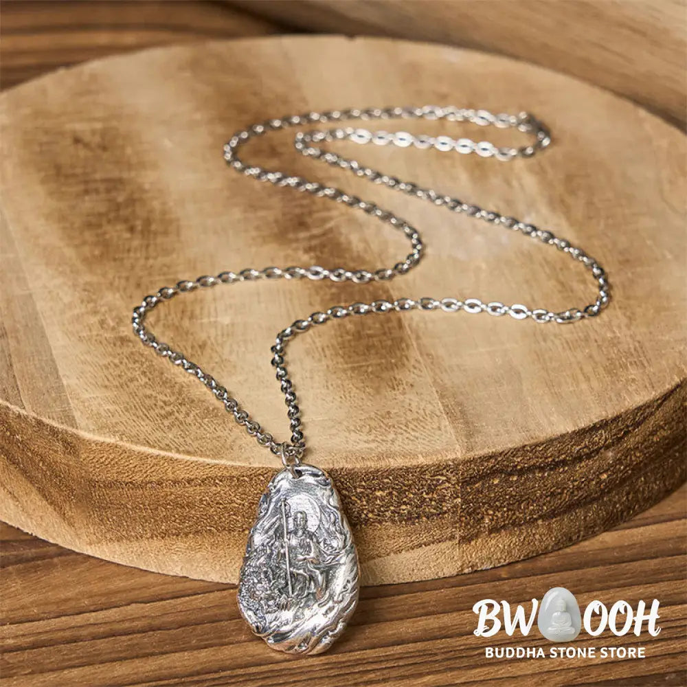 Buddha Stones Copper Kṣitigarbha Dizang Bodhisattva Compassion Pendant Necklace - BWOOOH - Necklaces &amp; Pendants