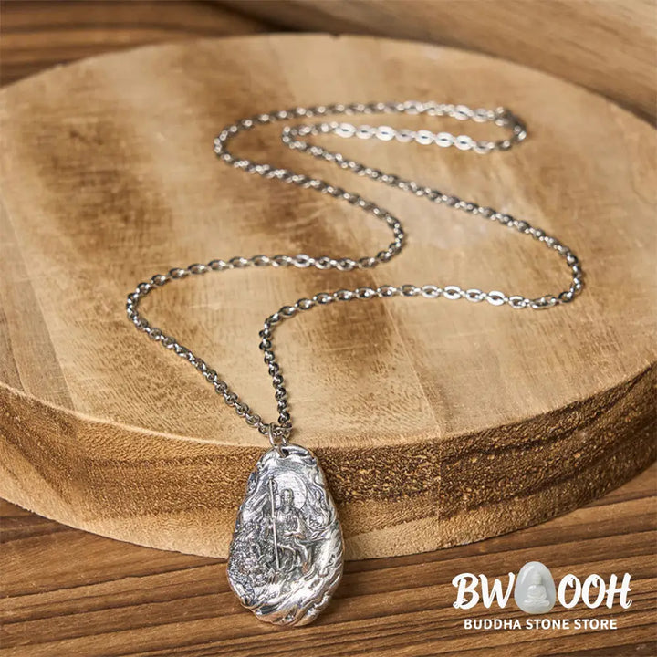 Buddha Stones Copper Kṣitigarbha Dizang Bodhisattva Compassion Pendant Necklace - BWOOOH - Necklaces &amp; Pendants