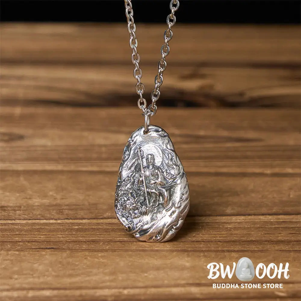 Buddha Stones Copper Kṣitigarbha Dizang Bodhisattva Compassion Pendant Necklace - BWOOOH - Necklaces & Pendants