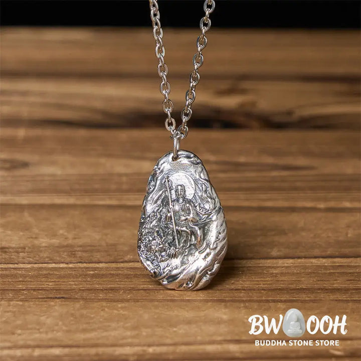 Buddha Stones Copper Kṣitigarbha Dizang Bodhisattva Compassion Pendant Necklace - BWOOOH - Necklaces &amp; Pendants