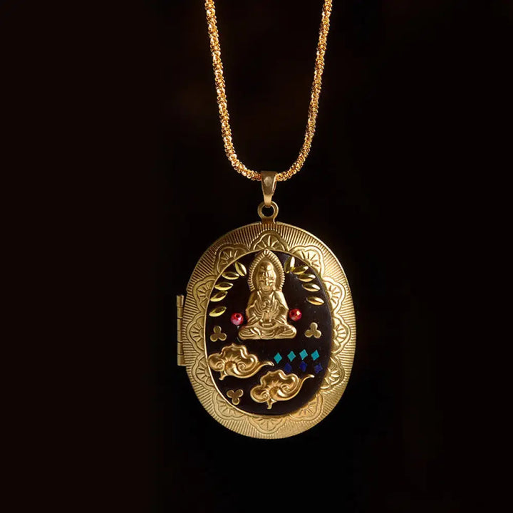 Buddha Stones Copper Kwan Yin Avalokitesvara Zakiram Wealth Pendant Necklace - BWOOOH - Avalokitesvara Chain(Necklace