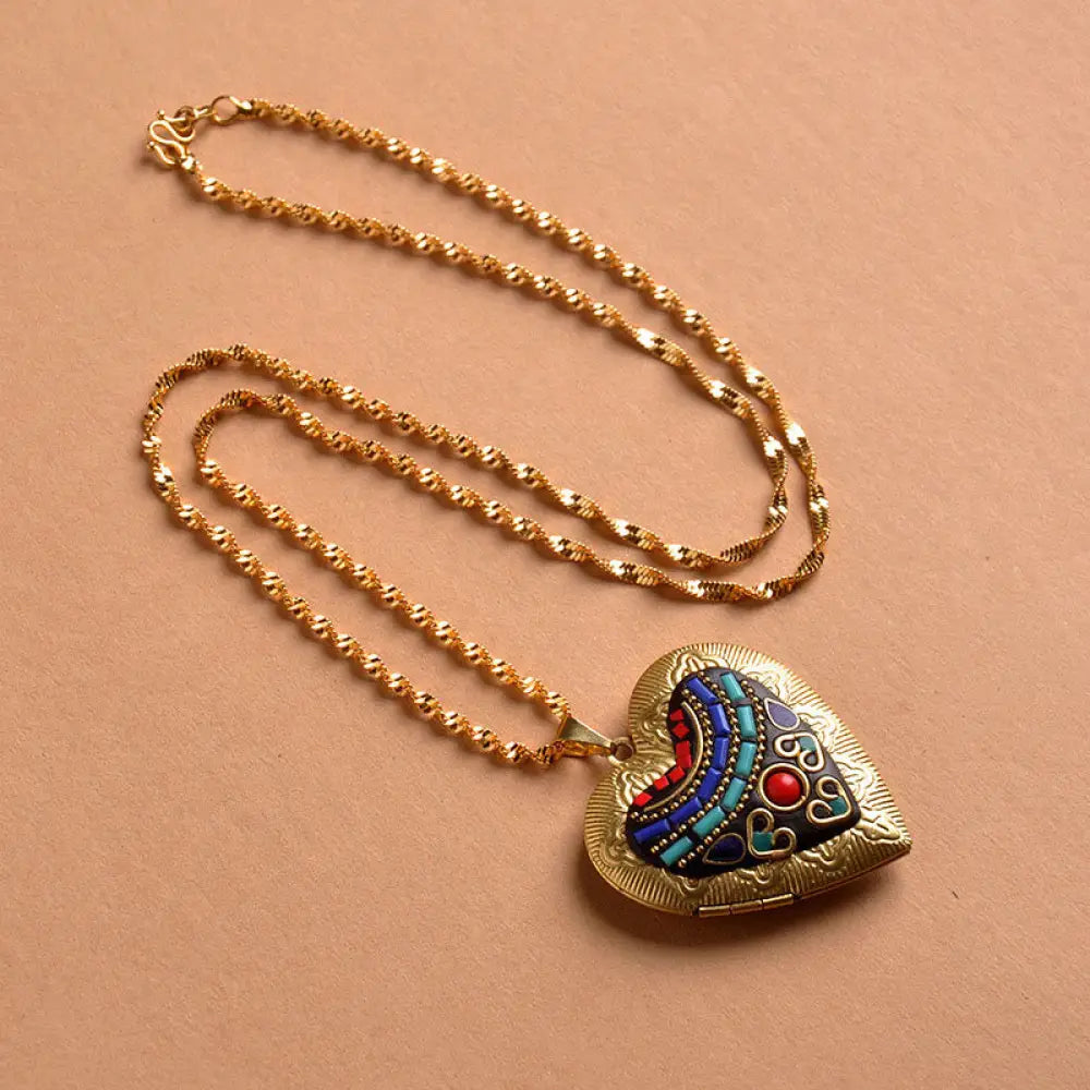 Buddha Stones Copper Kwan Yin Avalokitesvara Zakiram Wealth Pendant Necklace - BWOOOH - Heart-Shaped Chain(Necklace