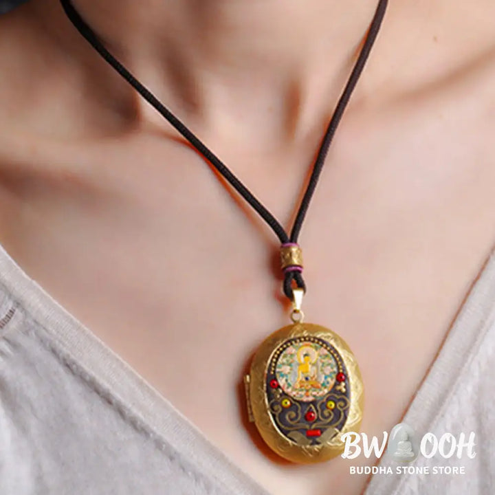 Buddha Stones Copper Kwan Yin Avalokitesvara Zakiram Wealth Pendant Necklace - BWOOOH - Necklaces &amp; Pendants