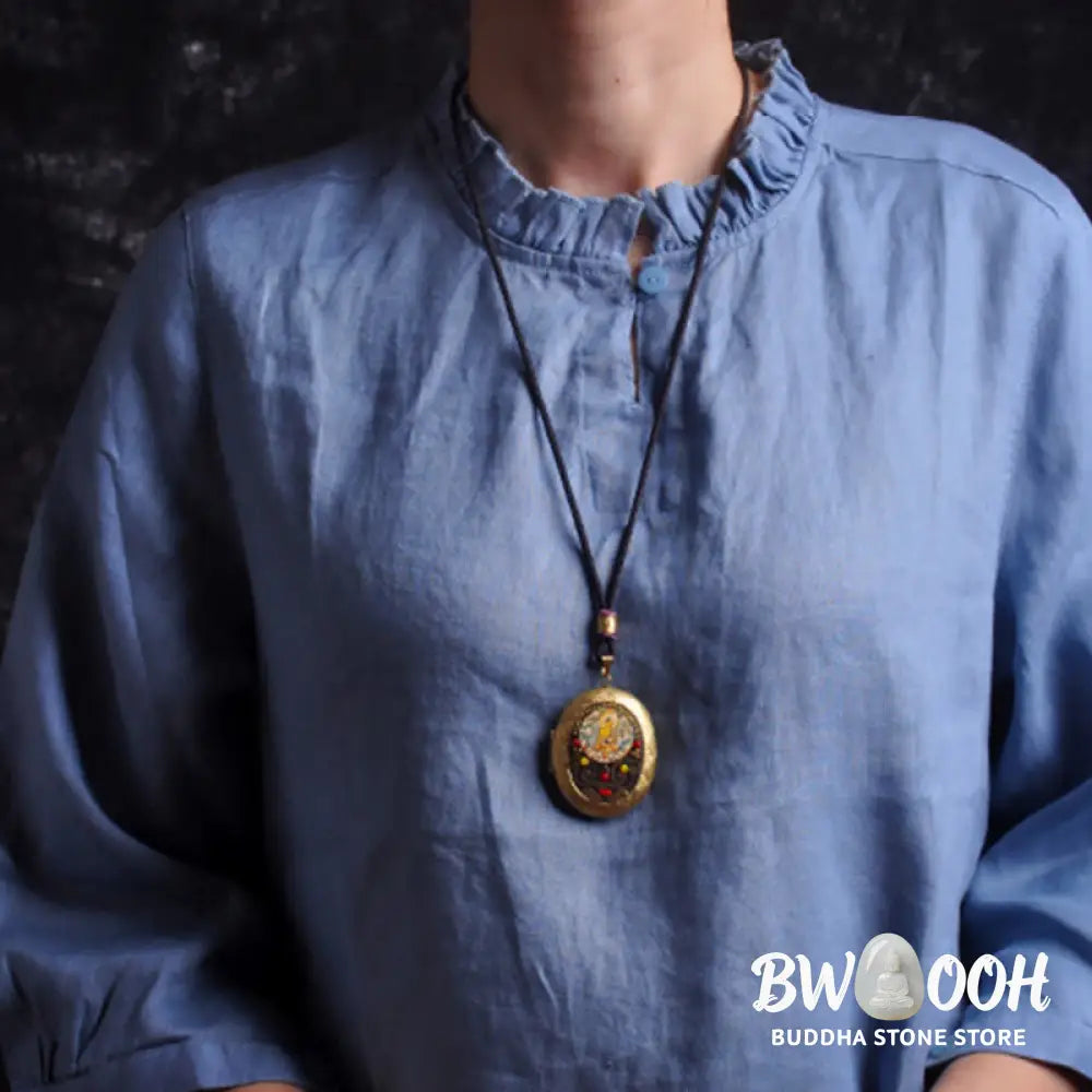 Buddha Stones Copper Kwan Yin Avalokitesvara Zakiram Wealth Pendant Necklace - BWOOOH - Necklaces &amp; Pendants