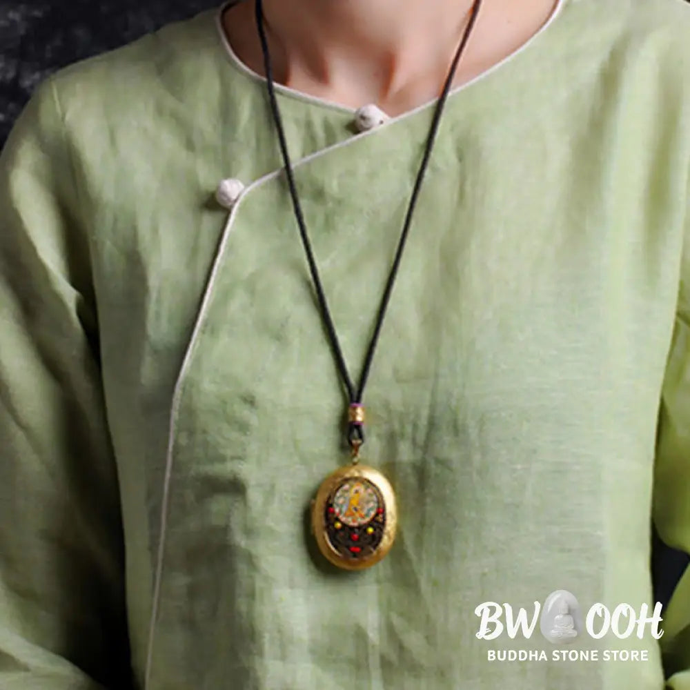 Buddha Stones Copper Kwan Yin Avalokitesvara Zakiram Wealth Pendant Necklace - BWOOOH - Necklaces &amp; Pendants