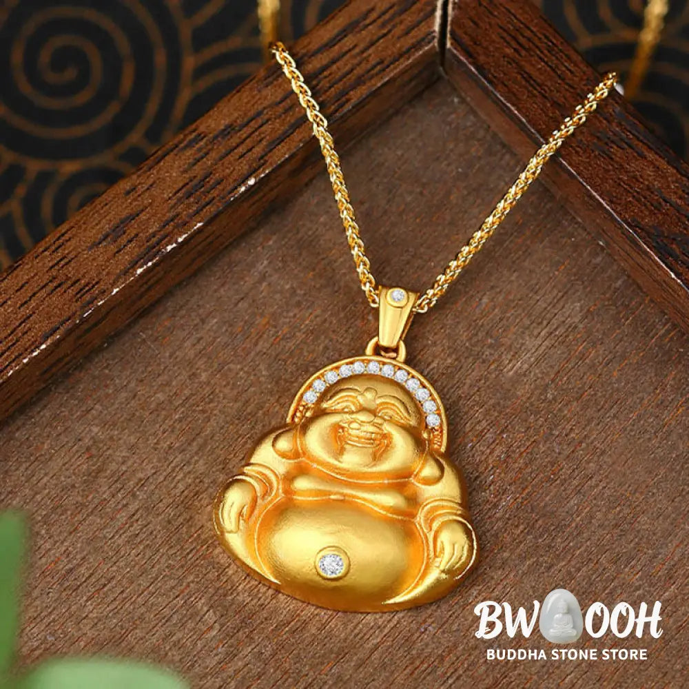 Buddha Stones Copper Laughing Buddha Pattern Happiness Necklace Pendant - BWOOOH - Copper Buddha - Necklaces & Pendants