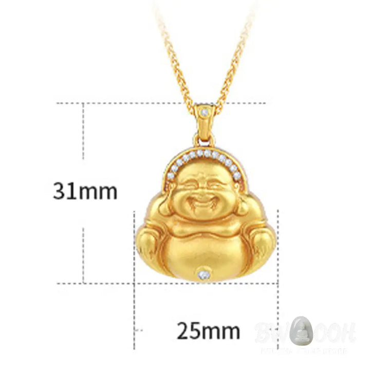 Buddha Stones Copper Laughing Buddha Pattern Happiness Necklace Pendant - BWOOOH - Copper Buddha - Necklaces &amp; Pendants