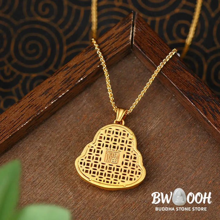 Buddha Stones Copper Laughing Buddha Pattern Happiness Necklace Pendant - BWOOOH - Copper Buddha - Necklaces &amp; Pendants