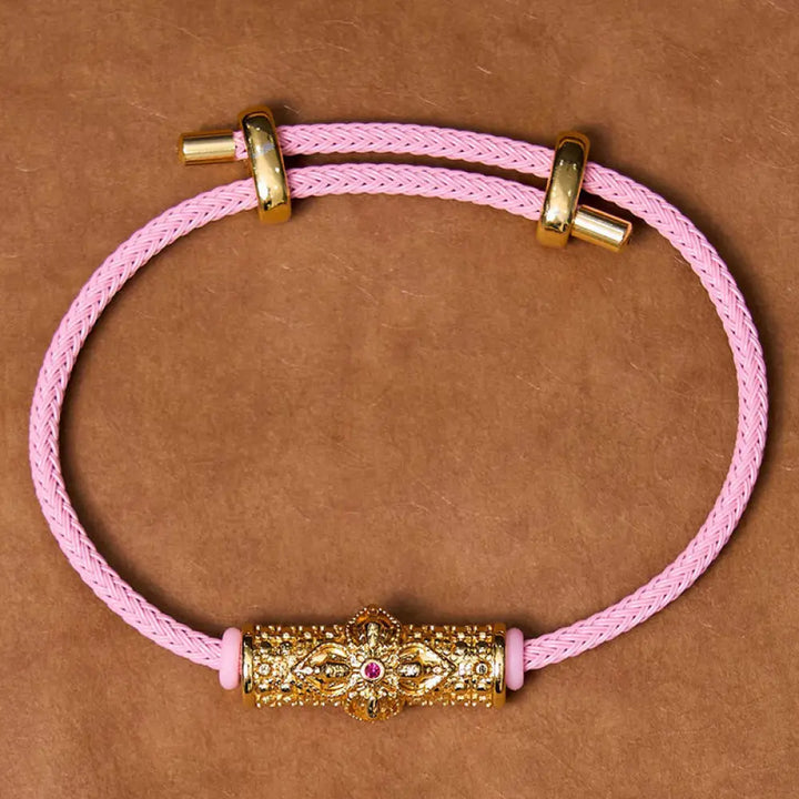 Buddha Stones Copper Luck Red String Bracelet - BWOOOH - Gold Pink String(Wrist Circumference: 14-20cm) - Bracelet