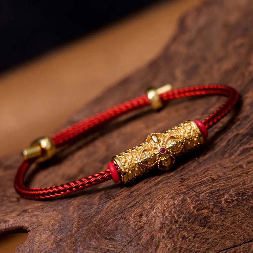 Buddha Stones Copper Luck Red String Bracelet - BWOOOH - Gold Red String(Wrist Circumference: 14-20cm) - Bracelet