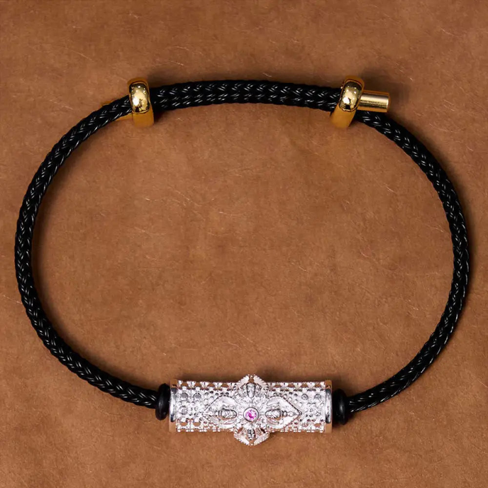 Buddha Stones Copper Luck Red String Bracelet - BWOOOH - Silver Black String(Wrist Circumference: 14-20cm) - Bracelet