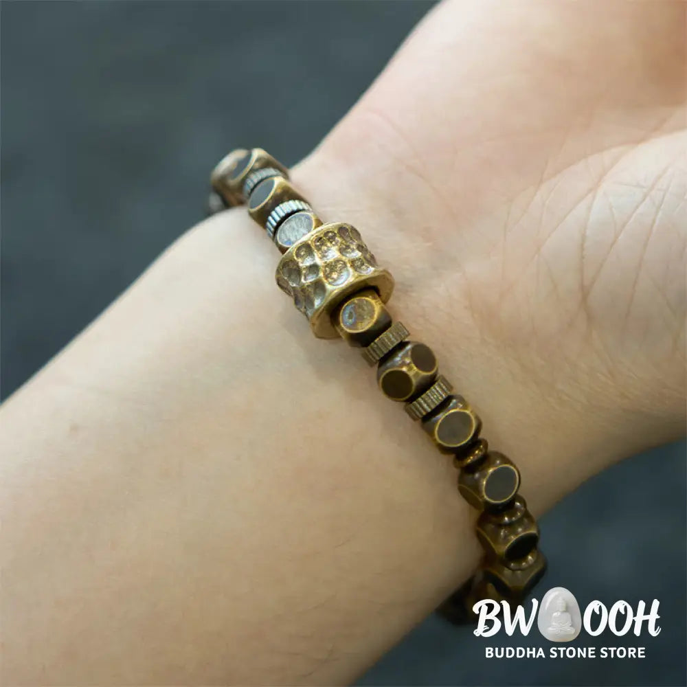 Buddha Stones Copper Meteorite Pattern Balance Bracelet - BWOOOH - Bracelet