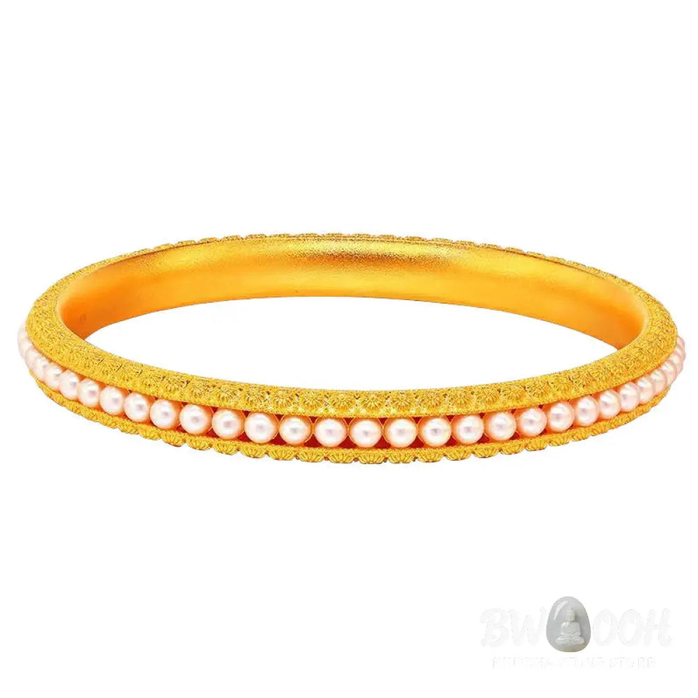 Buddha Stones Copper Pearl Healing Cuff Half Bracelet Bangle - BWOOOH - Bracelet