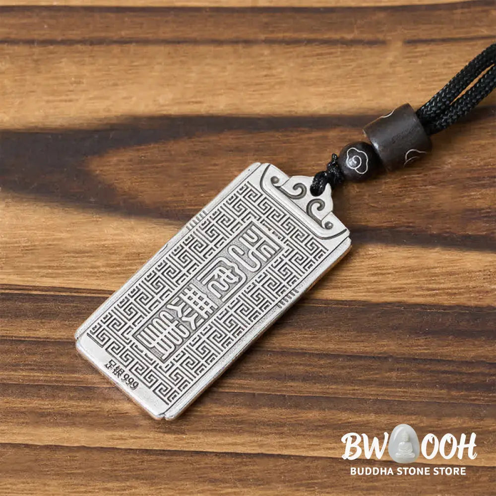 Buddha Stones Copper Plated With Silver Avalokiteśvara Rope Wealth Necklace Pendant - BWOOOH - Avalokiteśvara