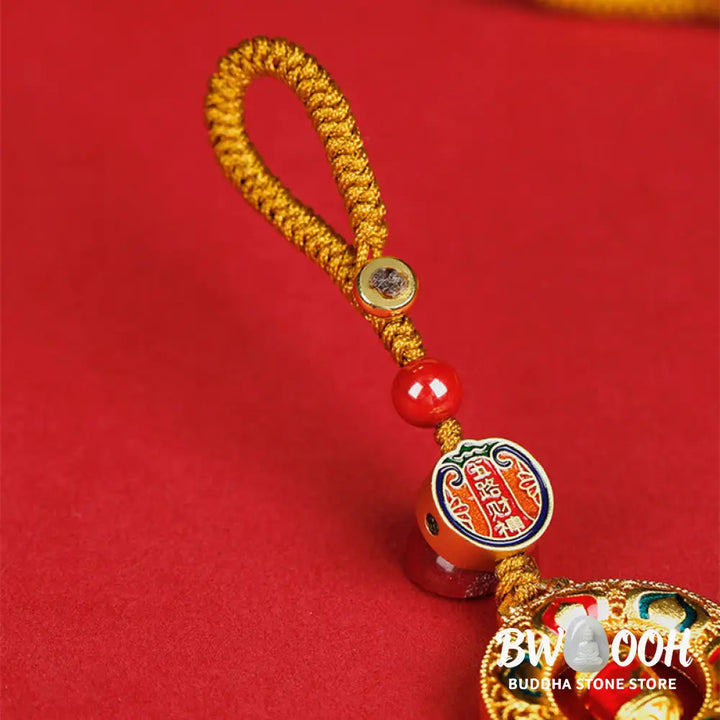 Buddha Stones Copper Prayer Wheel Five Directions Gods Of Wealth Balance Rotatable Key Chain - Key Chain