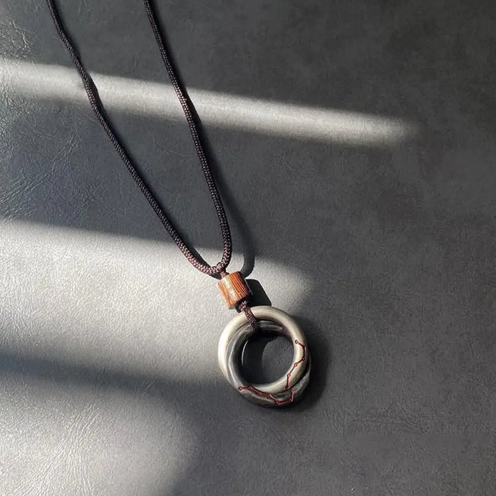 Buddha Stones Copper Qiankun Hoop Big Dipper Luck Necklace Pendant - BWOOOH - Qiankun Hoop &amp; Cotton Rope Chain