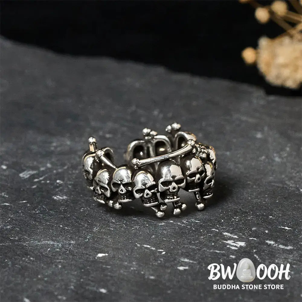 Buddha Stones Copper Skull Bone The Lord Of The Corpse Forest Keep Away Evil Spirits Ring - Copper Skull Bone - Ring