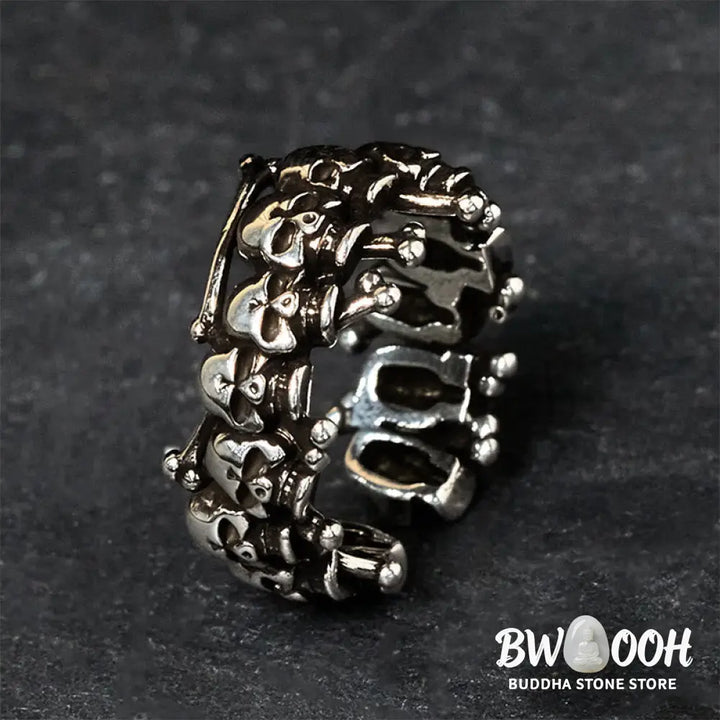 Buddha Stones Copper Skull Bone The Lord Of The Corpse Forest Keep Away Evil Spirits Ring - Copper Skull Bone - Ring