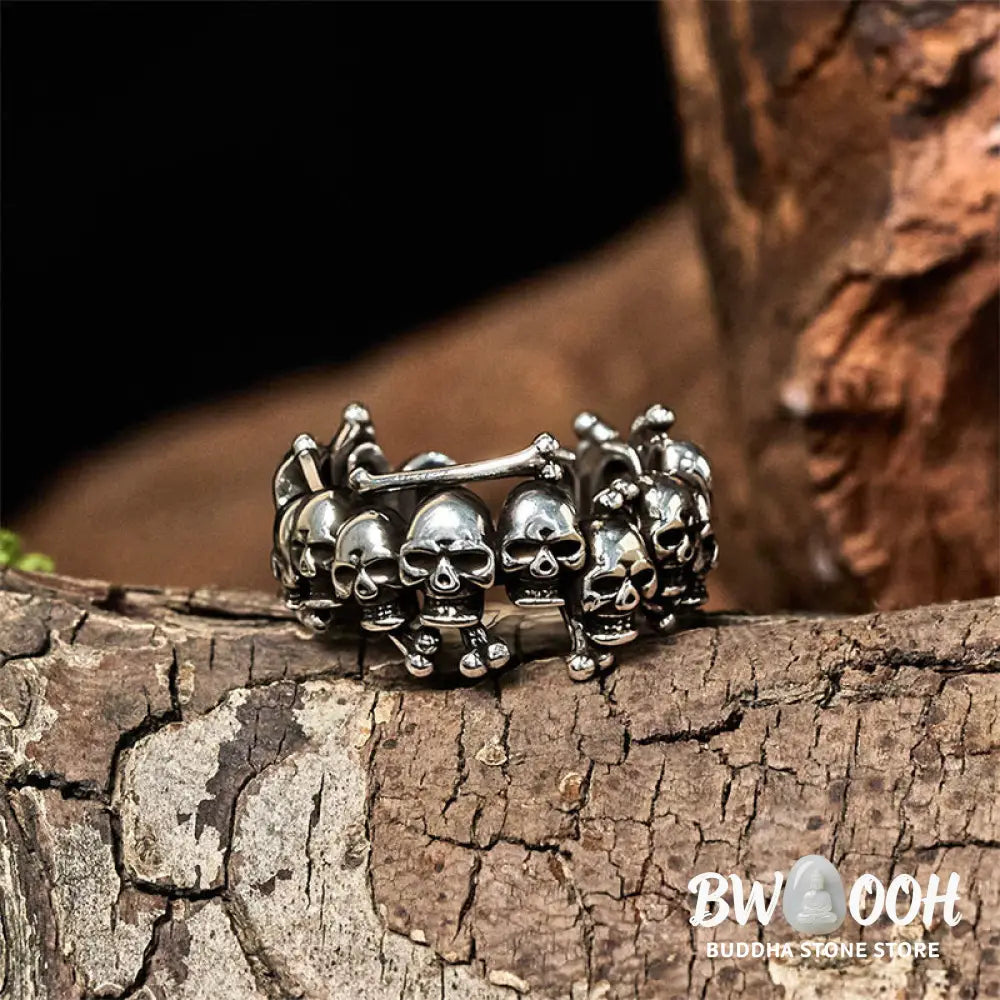 Buddha Stones Copper Skull Bone The Lord Of The Corpse Forest Keep Away Evil Spirits Ring - Copper Skull Bone - Ring