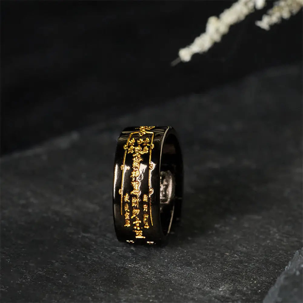 Buddha Stones Copper Word Adjustable Balance Ring - Copper Black(Adjustable) - Ring