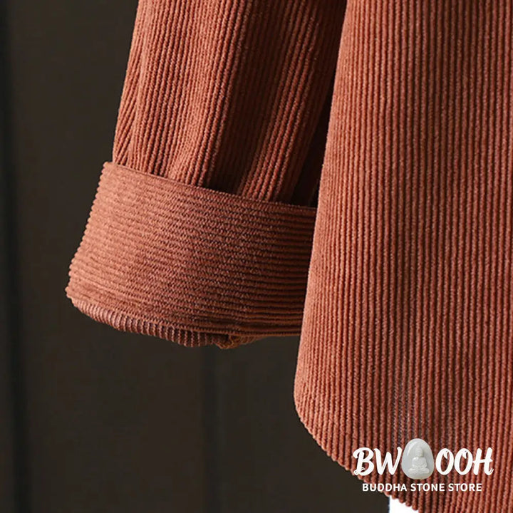 Buddha Stones Corduroy Women’s Cotton Long Sleeve Jacket With Pockets - Women’s Jacket