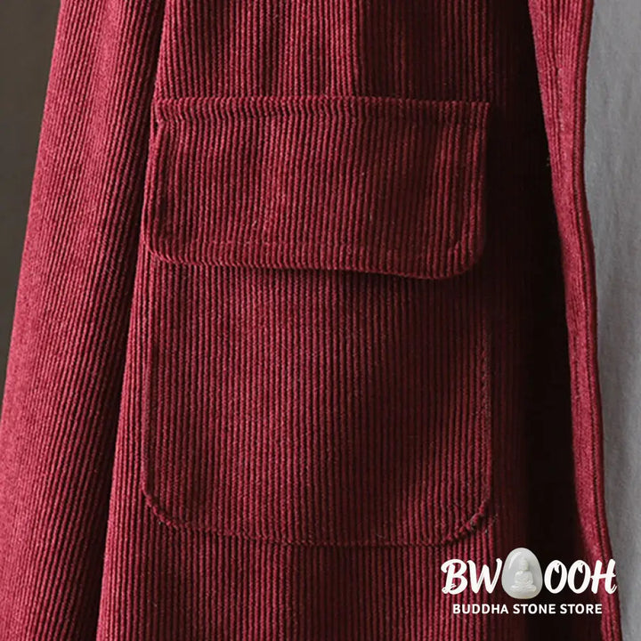 Buddha Stones Corduroy Women’s Cotton Long Sleeve Jacket With Pockets - Women’s Jacket