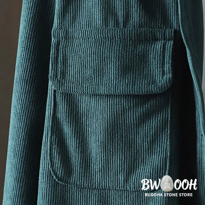 Buddha Stones Corduroy Women’s Cotton Long Sleeve Jacket With Pockets - Women’s Jacket