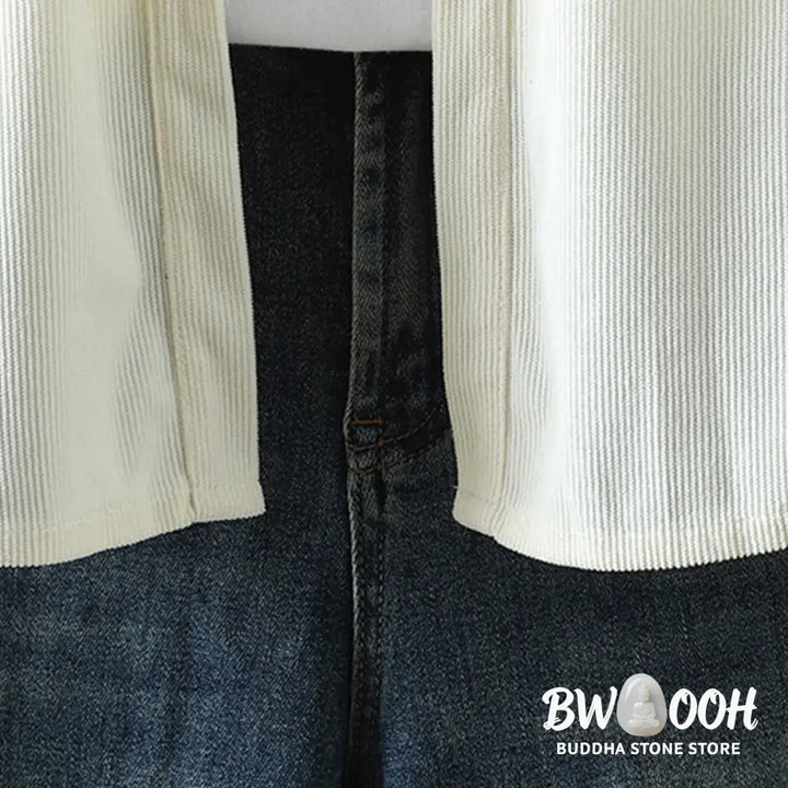 Buddha Stones Corduroy Women’s Cotton Long Sleeve Jacket With Pockets - Women’s Jacket