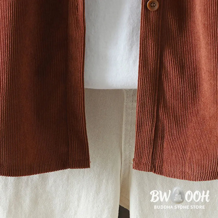 Buddha Stones Corduroy Women’s Cotton Long Sleeve Jacket With Pockets - Women’s Jacket