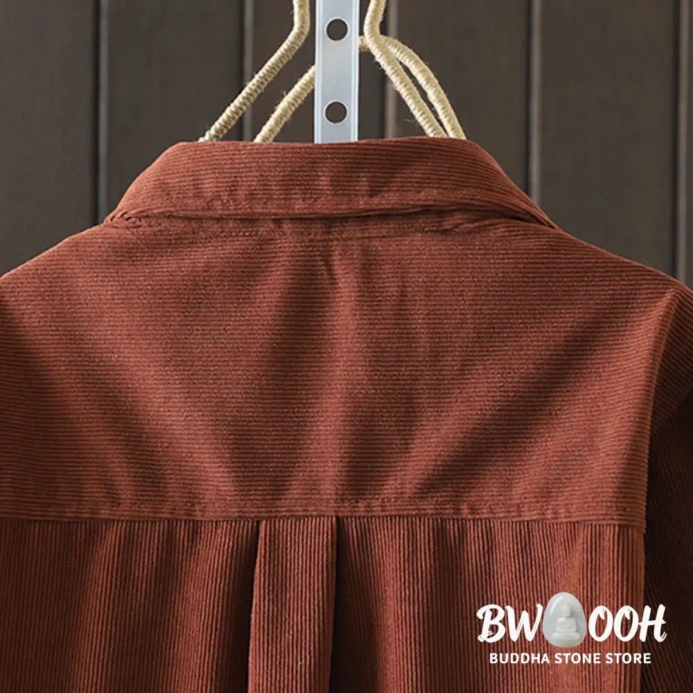 Buddha Stones Corduroy Women’s Cotton Long Sleeve Jacket With Pockets - Women’s Jacket