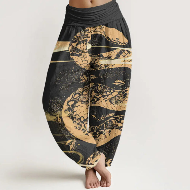 BWOOOH printed harem pants - Cotton Auspicious Clouds With Snake Patt