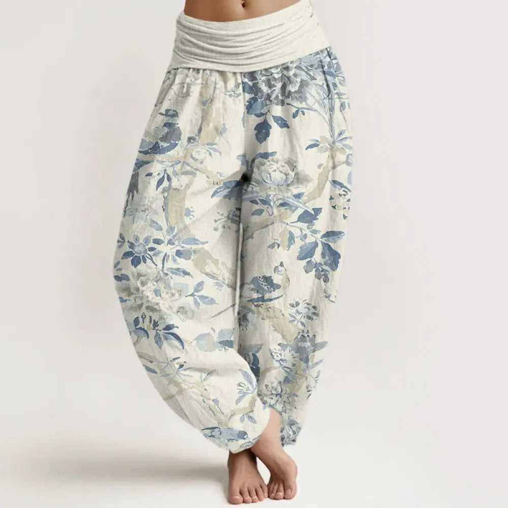 BWOOOH printed harem pants - Cotton Birds Branches Flowers Pattern Wo